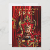 Ethnic Royal Prince Baby Dusche Red Gold Stuhl Einladung (Vorderseite)