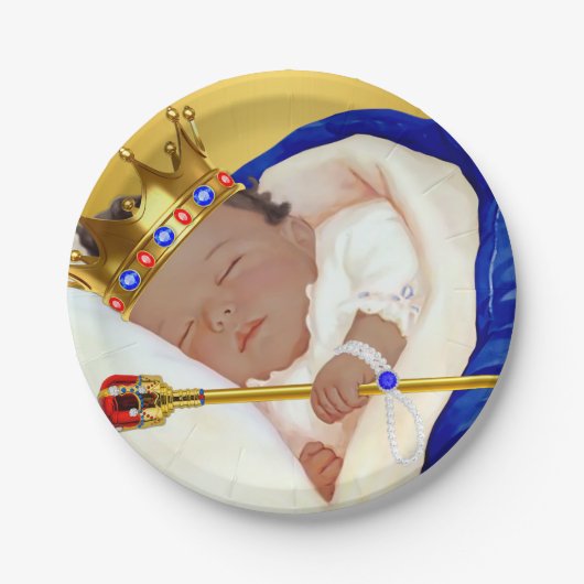 Ethnic Royal Prince Boy Baby Shower Pappteller (Vorderseite)
