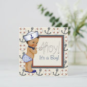 Ethnic Sailor Boy Nautical Baby Dusche Einladung (Stehend Vorderseite)
