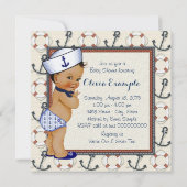 Ethnic Sailor Boy Nautical Baby Dusche Einladung (Rückseite)