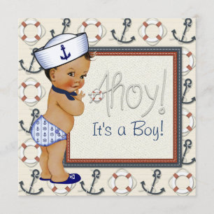 Ethnic Sailor Boy Nautical Baby Dusche Einladung