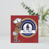 Ethnic Sailor Boy Nautical Baby Dusche Einladung (Stehend Vorderseite)
