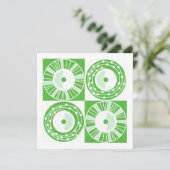 Ethnic Solar Mitte Jahrhundert moderne grüne weiße Karte (Stehend Vorderseite)