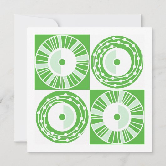 Ethnic Solar Mitte Jahrhundert moderne grüne weiße Karte (Vorderseite)