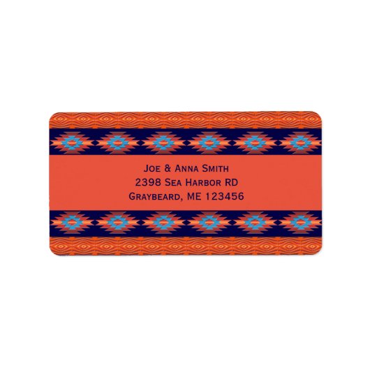 Ethnic Southwest geometric Design Label Adressaufkleber (Vorne)