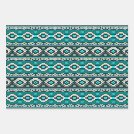 Ethnic Southwestern Geometric Muster Wrapping Pa Geschenkpapier Set (Vorderseite)