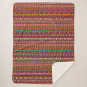  Ethnic Striped Throw Blanket in Burgundy  Sherpadecke (Vorderseite)