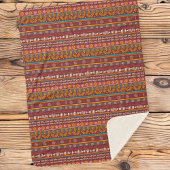  Ethnic Striped Throw Blanket in Burgundy  Sherpadecke