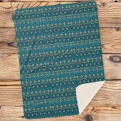 Ethnic Striped Throw Blanket in Ocean Blue Sherpadecke