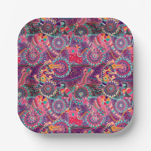 Ethnic Style Animal Muster Pappteller (Vorderseite)