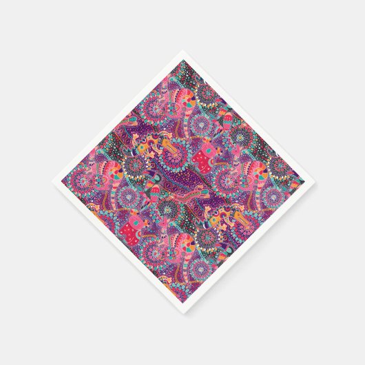 Ethnic Style Animal Muster Serviette (Ecke)