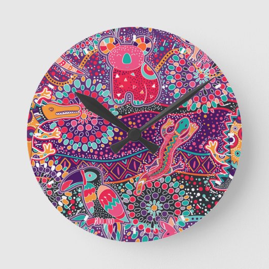 Ethnic Style Animal Pattern Runde Wanduhr (Vorderseite)