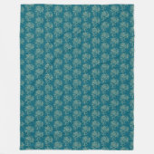 Ethnic Style Floral Mini-Print Beige auf Aquamarin Fleecedecke (Vorderseite)