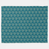 Ethnic Style Floral Mini-Print Beige auf Aquamarin Fleecedecke (Vorderseite (Horizontal))