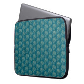 Ethnic Style Floral Mini-Print Beige auf Aquamarin Laptopschutzhülle (Vorderseite Links)