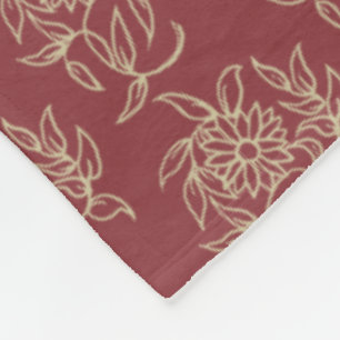 Ethnic Style Floral Mini-Print Beige auf Maroon Fleecedecke