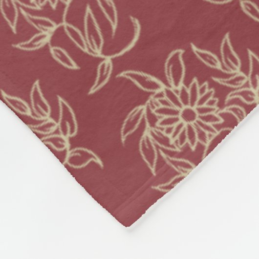 Ethnic Style Floral Mini-Print Beige auf Maroon Fleecedecke (Ecke)