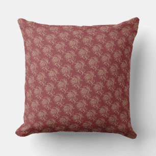 Ethnic Style Floral Mini-Print Beige auf Maroon Kissen