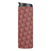Ethnic Style Floral Mini-Print Beige auf Maroon Thermosbecher (Nach rechts gedreht)