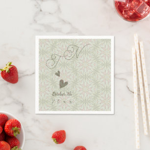 Ethnic Style Sage Green Monogram Paper Napkin Serviette