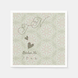 Ethnic Style Sage Green Monogram Paper Napkin Serviette