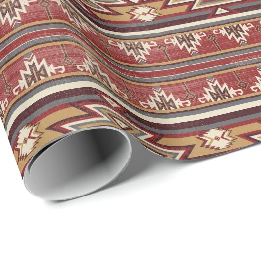 Ethnic Textile Texture Tribal Aztec National Ameri Geschenkpapier (Rolleneckpunkt)