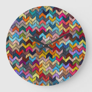 Ethnic Tribal bestickt geometrisch Große Wanduhr