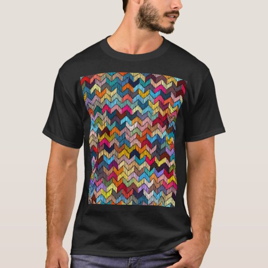 Ethnic Tribal bestickt geometrisch T-Shirt (Vorderseite)