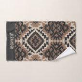 Ethnic Tribal Mudcloth Black & Tan Badhandtuch Set (Handtuch)