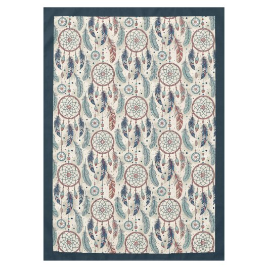 Ethnic Tribal Native Pastel Dreamcatcher Federn Tischdecke (Vorderseite)