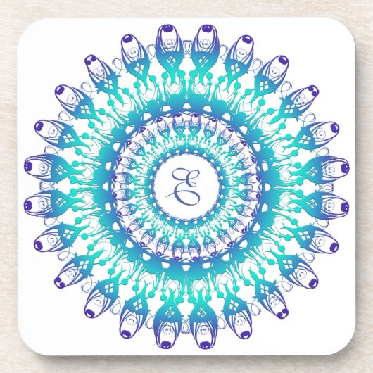 Ethnic Turquoise Mandala Getränkeuntersetzer (Vorderseite)