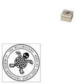 Ethnic Turtle | Runder Familienname und Rücksendea Gummistempel (Stempel)