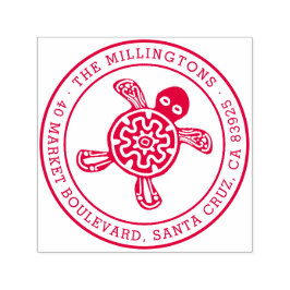 Ethnic Turtle | Runder Familienname und Rücksendea Permastempel