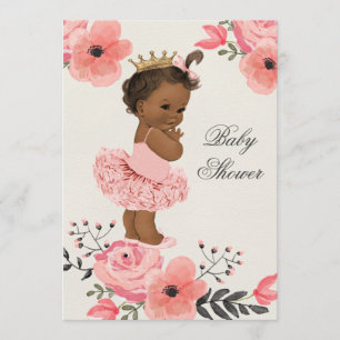 Ethnic Tutu Princess Floral Watercolor Babydusche Einladung