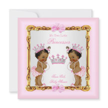 Ethnic Twin Girls Princess Baby Dusche Gold Pink