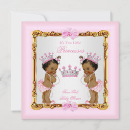 Ethnic Twin Girls Princess Baby Dusche Gold Pink Einladung