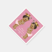 Ethnic Twins Princess Baby Dusche Personalisiert Serviette (Ecke)