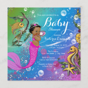 Ethnic Under Sea Mermaid Baby Shower Einladung