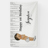 Ethnic Vintag Baby Boy Diamonds Silver Banner (Vertikal)
