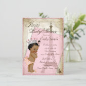 Ethnic Vintag Paris Baby Dusche Einladung (Stehend Vorderseite)