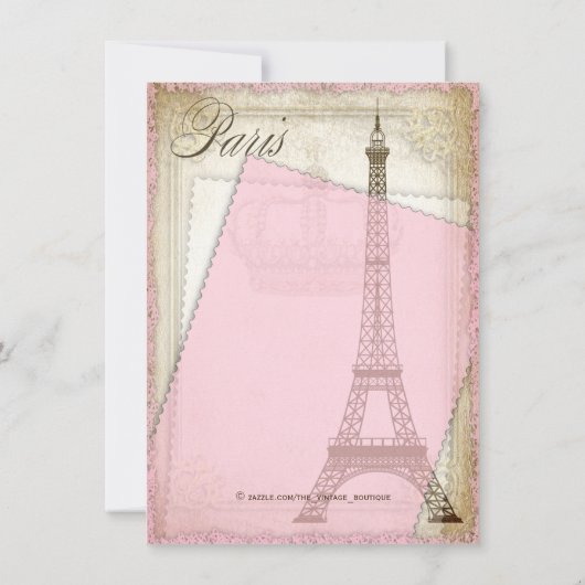 Ethnic Vintag Paris Baby Dusche Einladung (Rückseite)