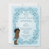 Ethnic Vintag Prince Blue Baby Dusche Einladung (Rückseite)