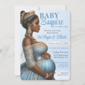 Ethnic Woman Elegant Blue & Gold Royal Baby Dusche Einladung (Vorderseite)