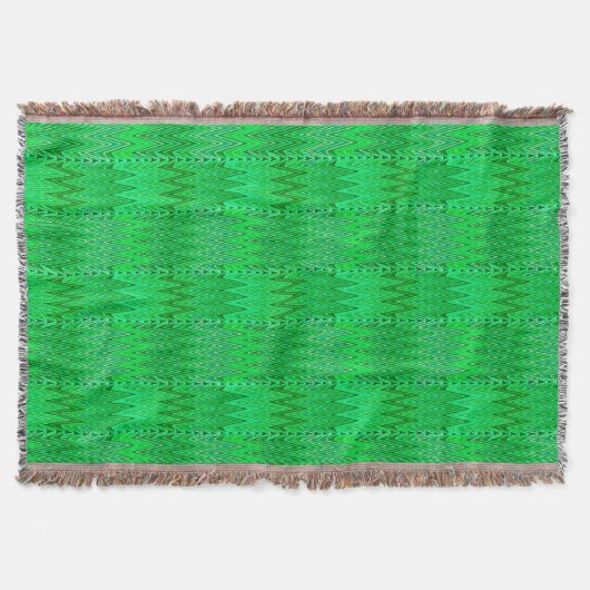 Ethnic Zickzack Damask, Emerald und Lime Green Decke (Vorderseite)