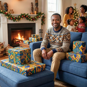 Ethnisch abstrakte geometrische afroamerikanische geschenkpapier