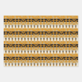 Ethnisch-afrikanische Stammes Golden Geometric Geschenkpapier Set
