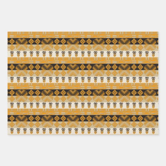 Ethnisch-afrikanische Stammes Golden Geometric Geschenkpapier Set (Vorderseite)