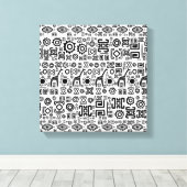 Ethnisch-afrikanisches Muster - Schwarz und Weiß # Leinwanddruck (Insitu (Holzboden))