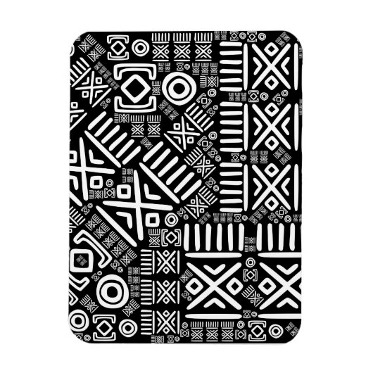 Ethnisch-afrikanisches Muster - Schwarz und Weiß # Magnet (Vertikal)