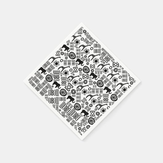 Ethnisch-afrikanisches Muster - Schwarz und Weiß # Serviette (Ecke)